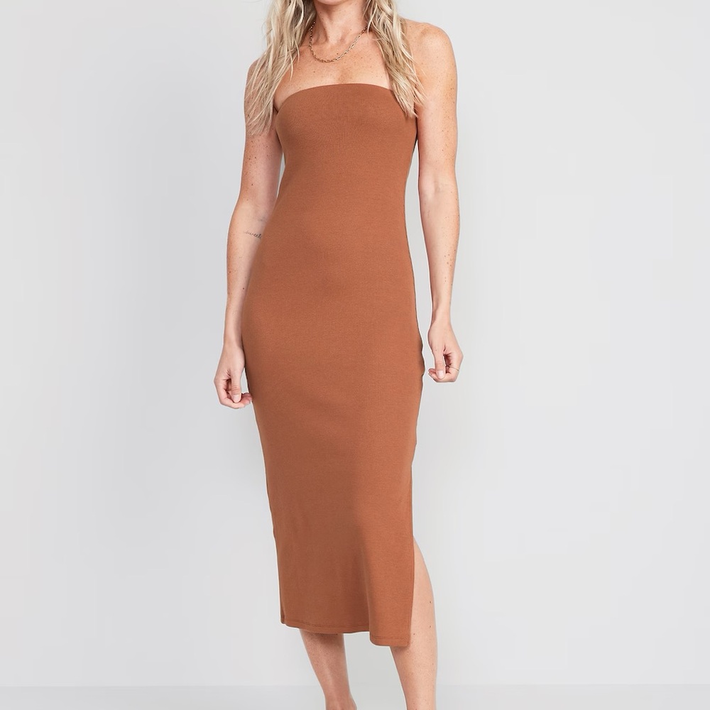 Old Navy Fitted Rib-Knit Midi Tube Dress for Women